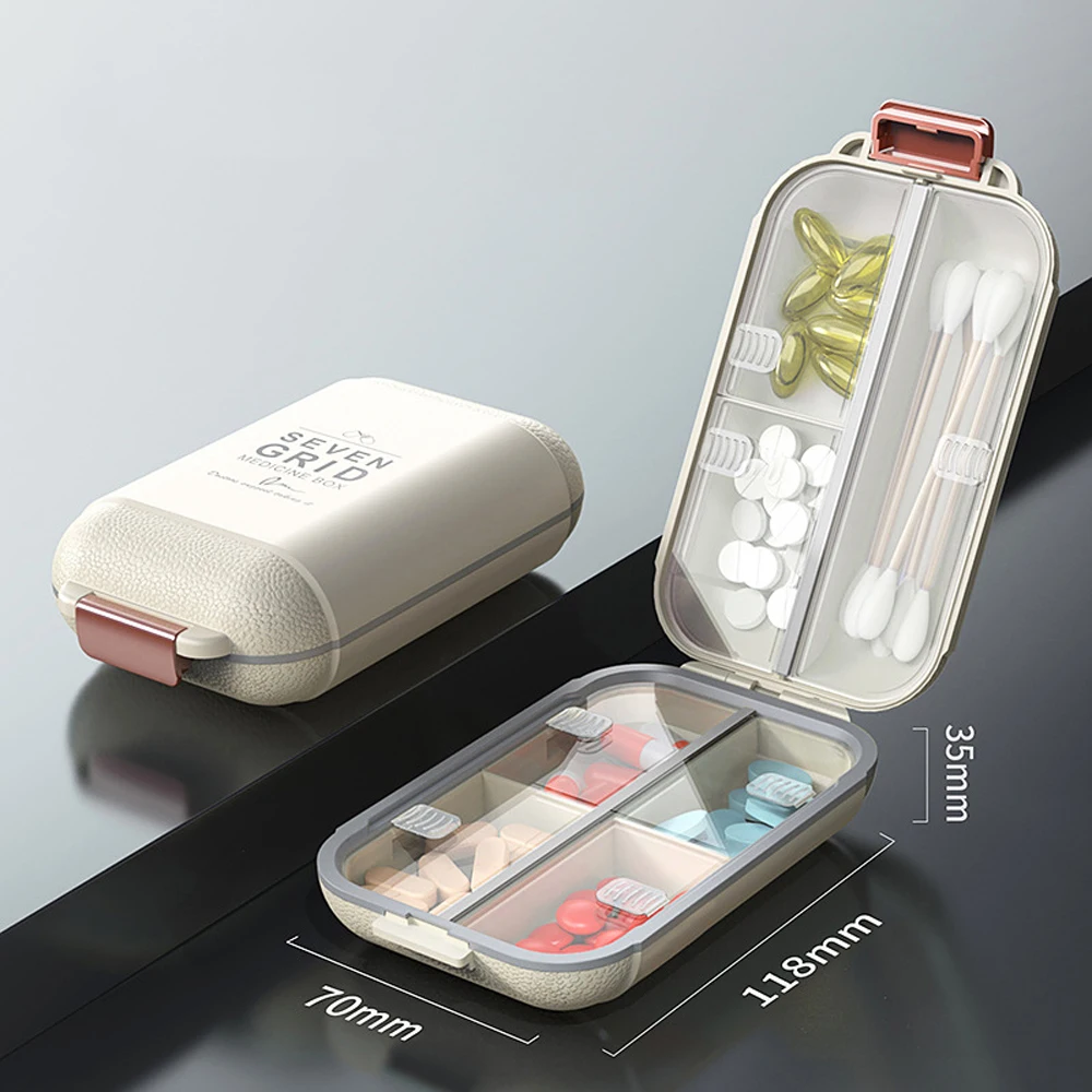 7 Grids Weekly Portable Travel Pill Cases Box Sealing Moisture-Proof Pills Container Storage Tablets Vitamins Medicine Organizer