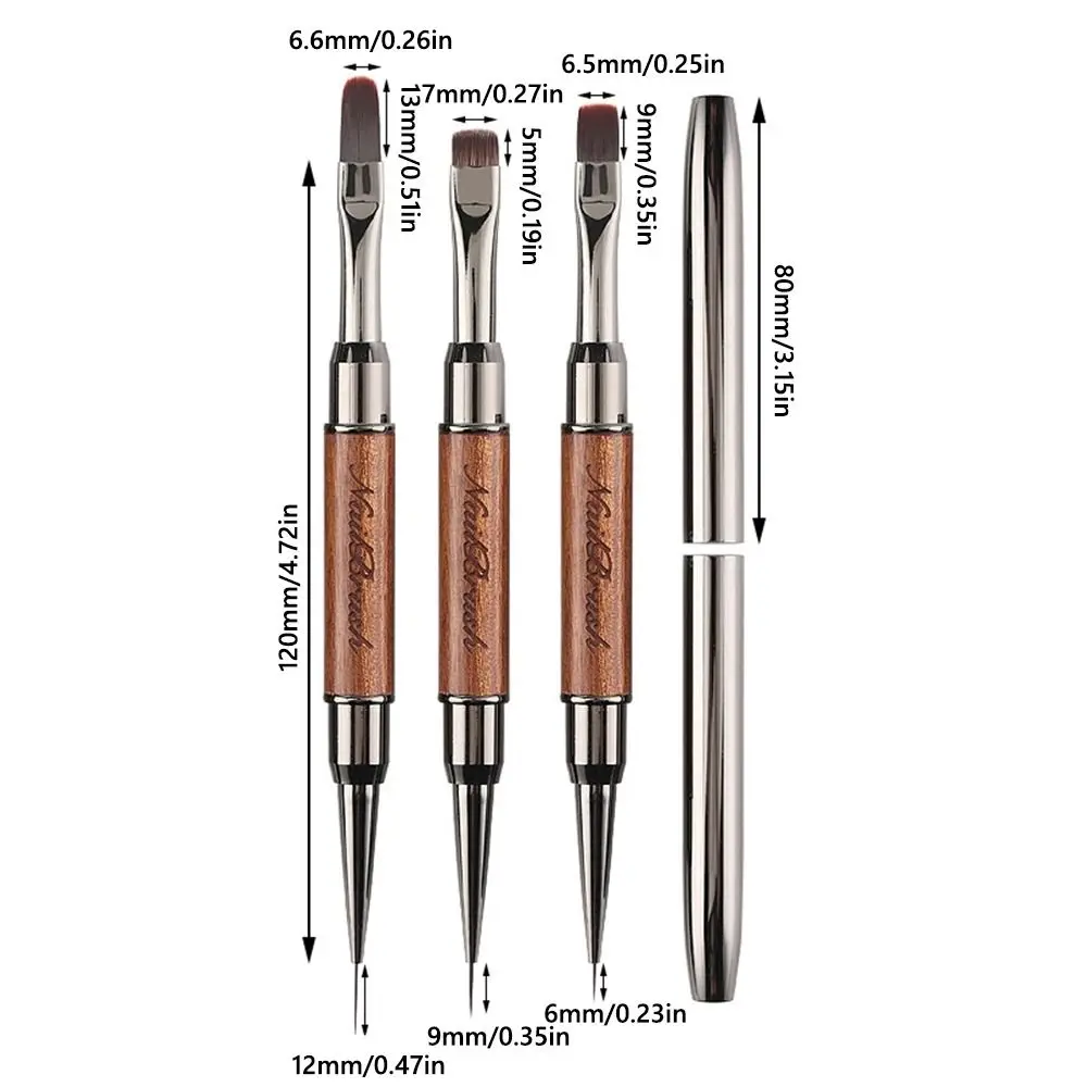 New Sandalwood Pole Nail Art Brush Dual-ended Professional Nail Liner Brush Nail Art Painting Pen Gel Nail Application