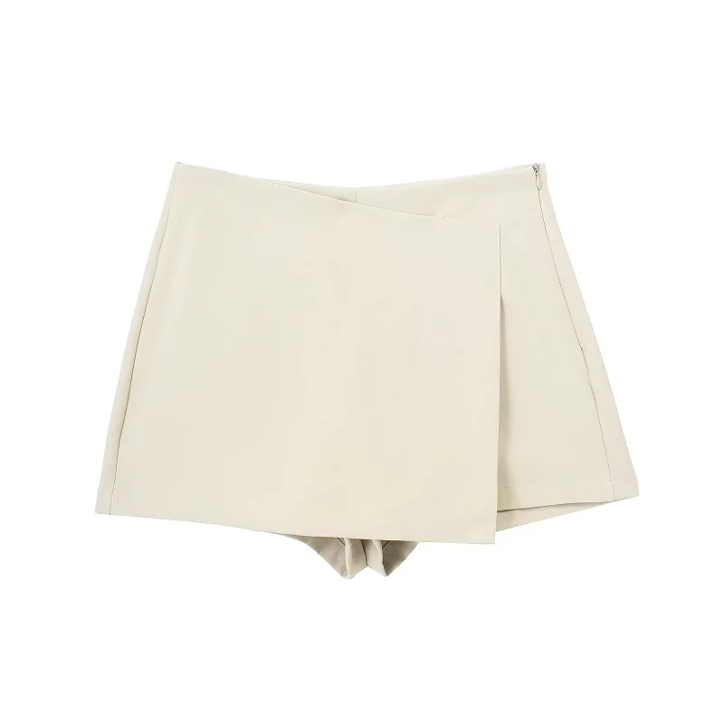 TRAF Shorts Women 2024 Summer Elegant Casual Party Skirt Shorts Ladies Fashion White Khaki Black Short Skirt Pants For Female 5