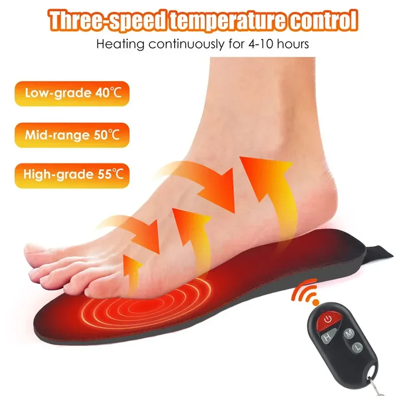 Winter Heated Insoles USB Wireless Temperature Adjustment Electric Foot Thermal Pad 12 Hours Warm Sock Pad