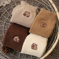 Cozy Velvet Capybara Pattern Fluffy Warm Winter Socks - One Size (Mixed - 4pairs)
