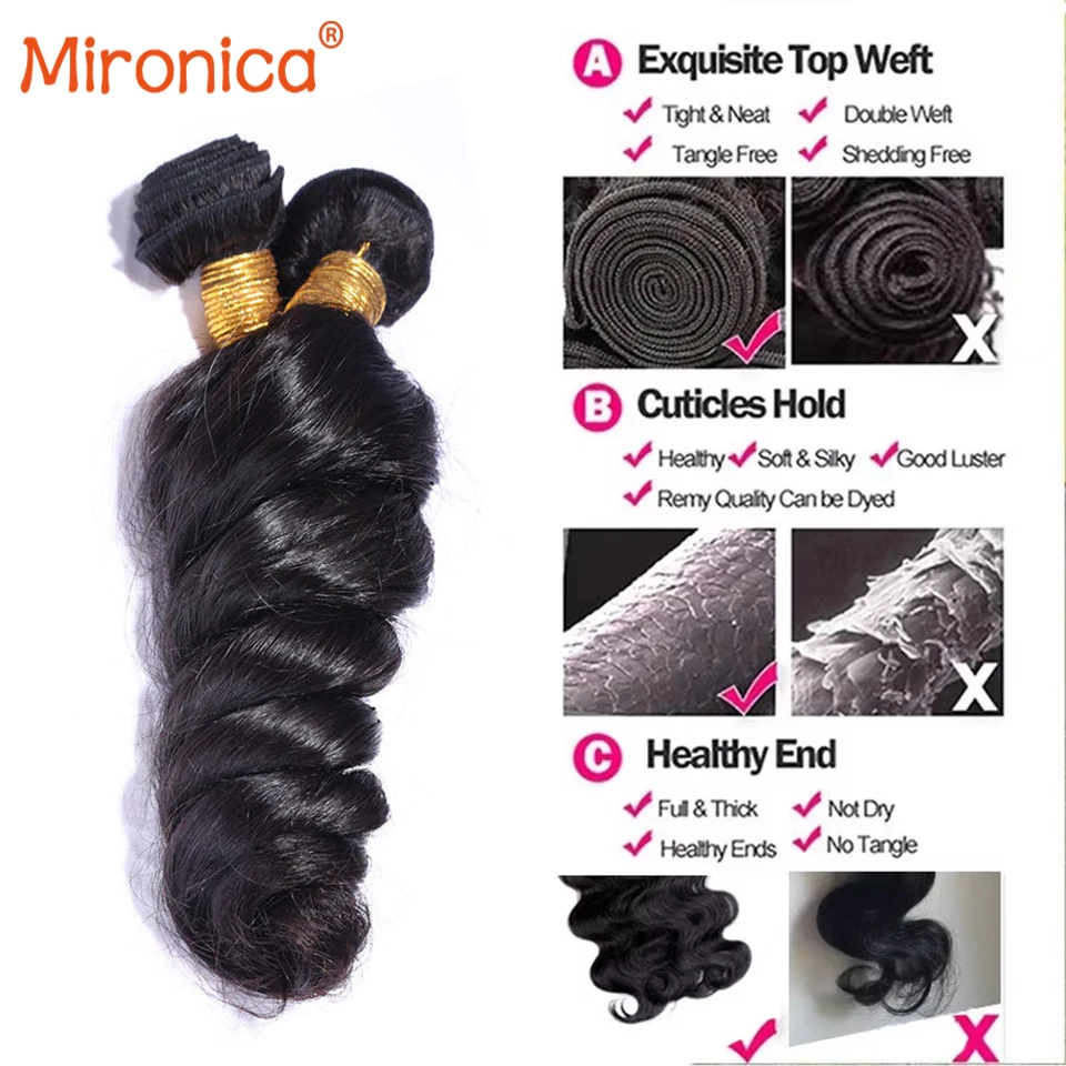Loose Wave Bundles 100% Human Hair Raw Double Weft Weave Virgin Hair Extensions Natural Color 1B 1 2 3 4 Loose Deep Wave Bundles 3