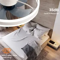 Jelena ventilateur de plafond rond luminaires avec télécommande chambre salon salle à manger décoration de la maison moderne lampe à LED intelligente ventilateur 5