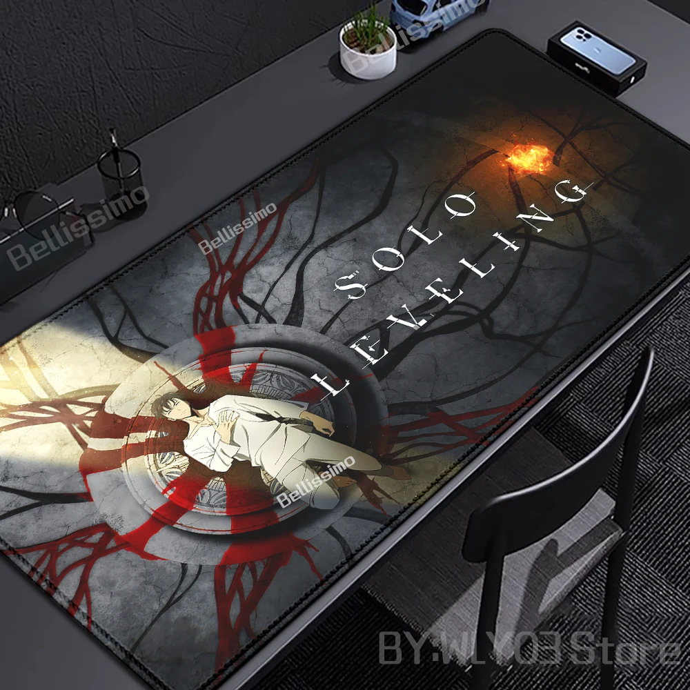 Premium Anime Solo Leveling Gaming Desk Mat - Extra-Large Non-slip HD Mouse Pad with Locking Edges (90x40cm)