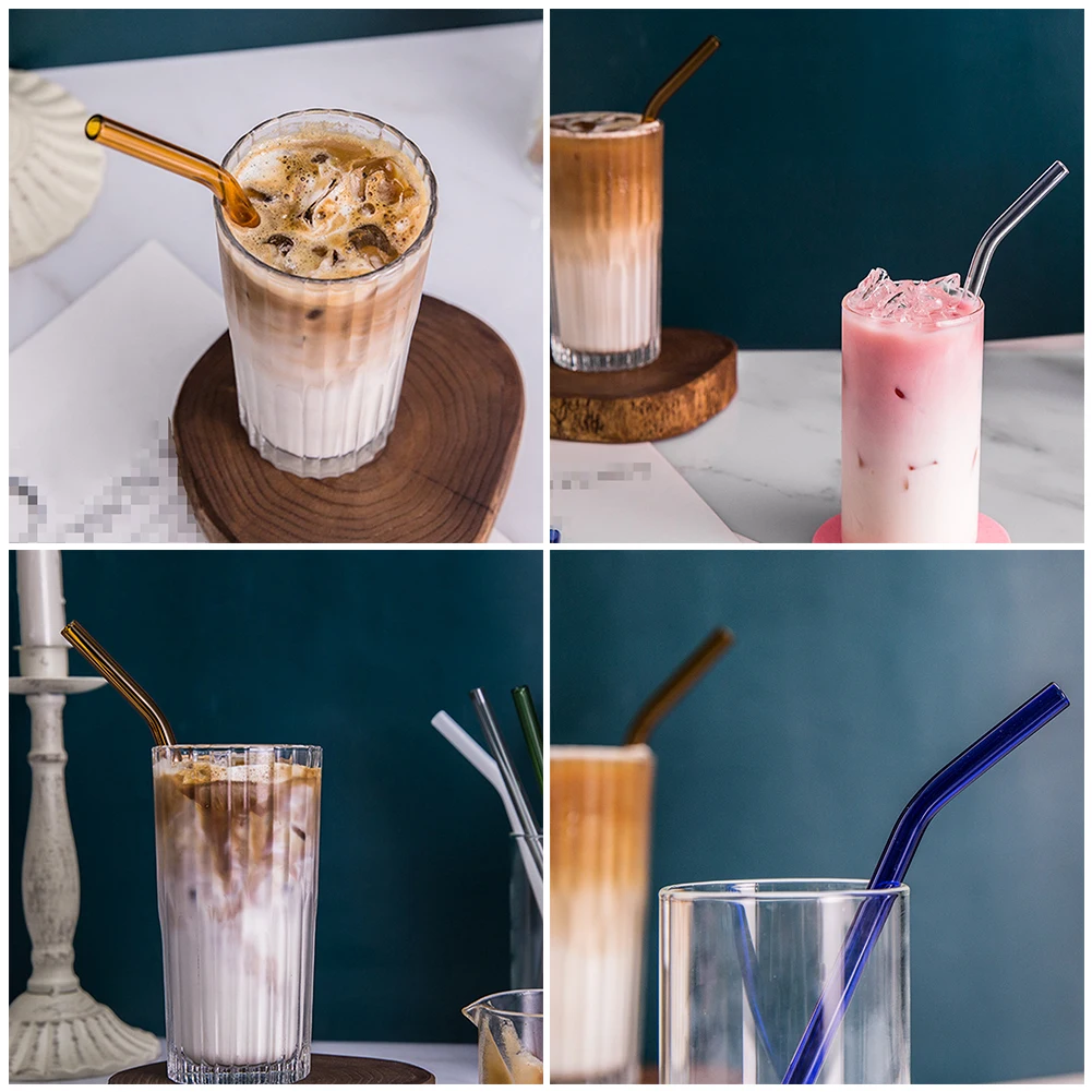 Pink Glass Straw, 8 Glass Straws Iced Coffee Straw Reusable Glass Straws  Pink Glass Straw Coffee Glass Straw Eco-friendly Straw 