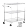 3-Tier Utility Cart Rolling Cart on Wheels 30"x18"x32.4" 661 lbs 6 Hooks 1