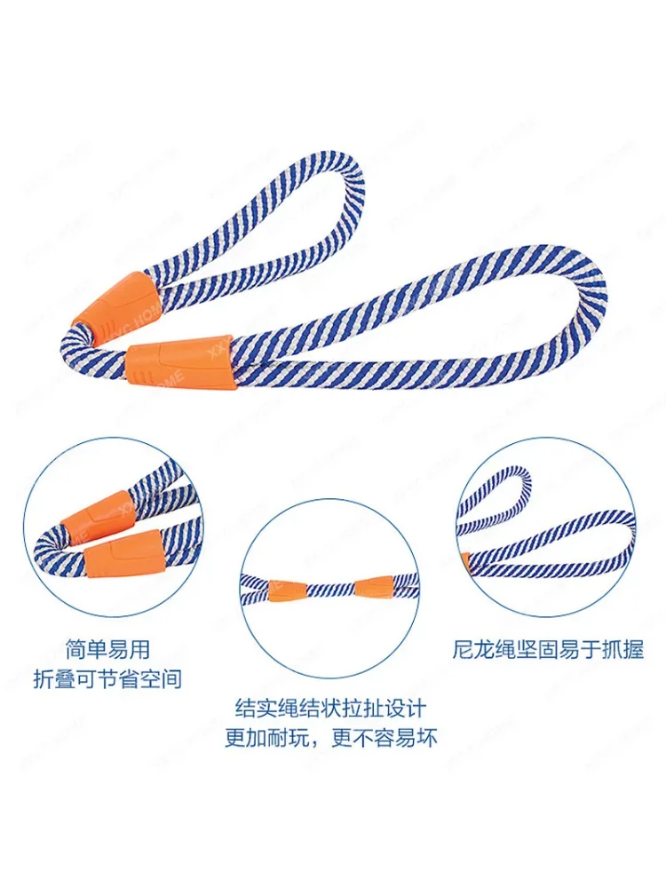 Two Tugs Rubber Ball Dog Toy Rope Ball Outdoor Training Interactive Tug-of-War Bite-Resistant Molar
