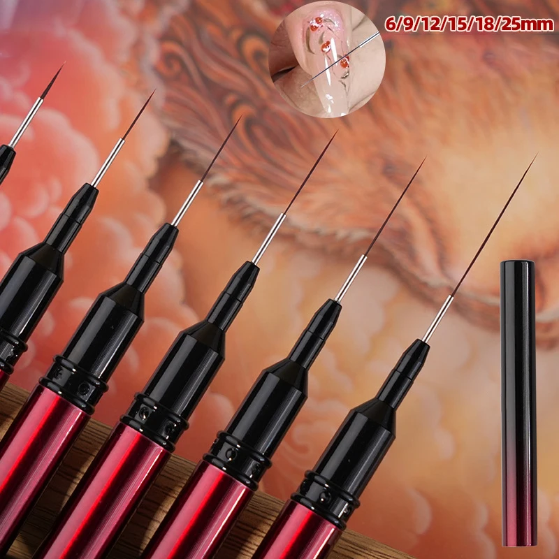 6/9/12/15/18/25mm Nail Liner Brush Handle Nail Art Pen Brush Drawing Lines Stripe Painting Flower Pen Art Manicure Tools