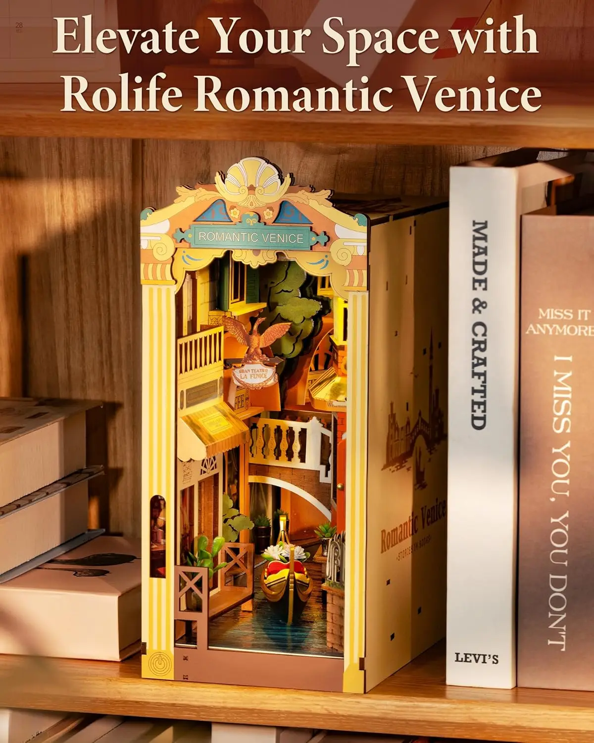 Robotime Romantic Venice Book Nook Kits DIY Miniature House Kit 3D