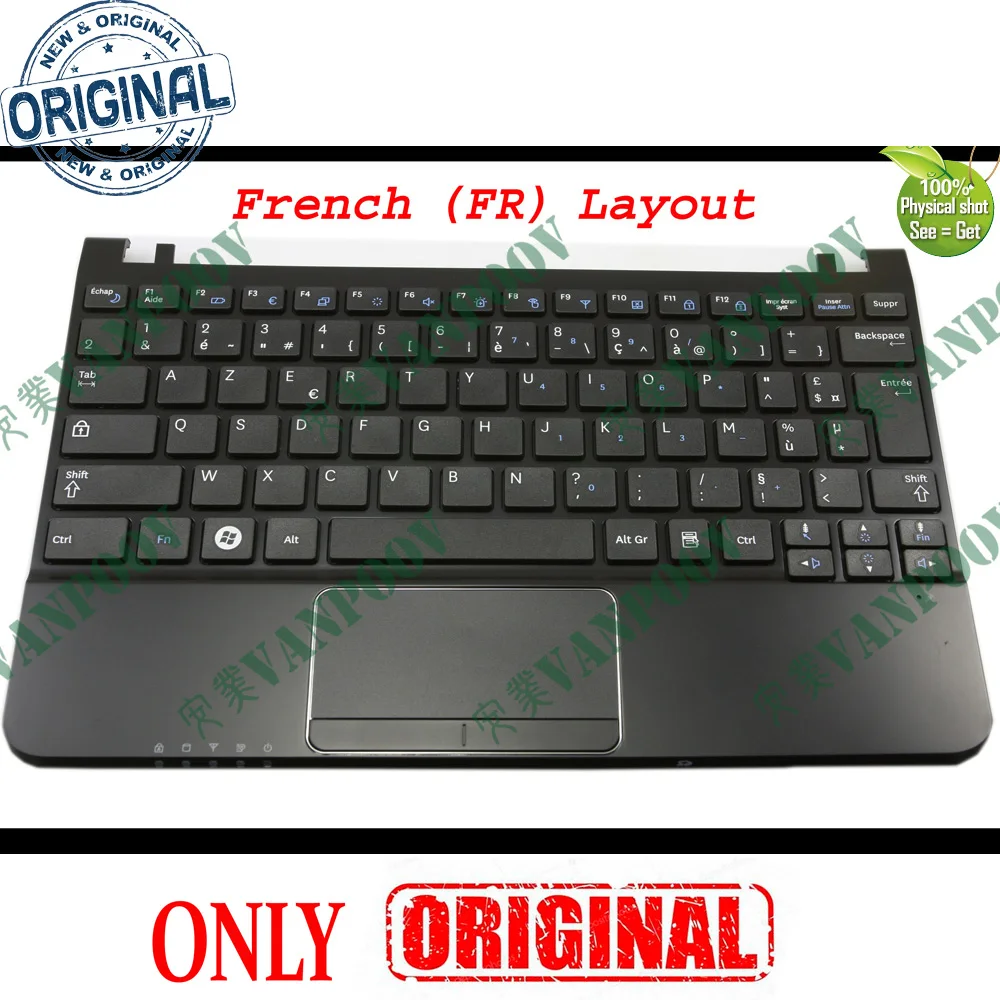 Teclado para Notebook com Palmrest e Alto-falante Samsung Np- Nc110 nc 110 Francês fr Azerty Clavier-9z.n7csn.00f Novo