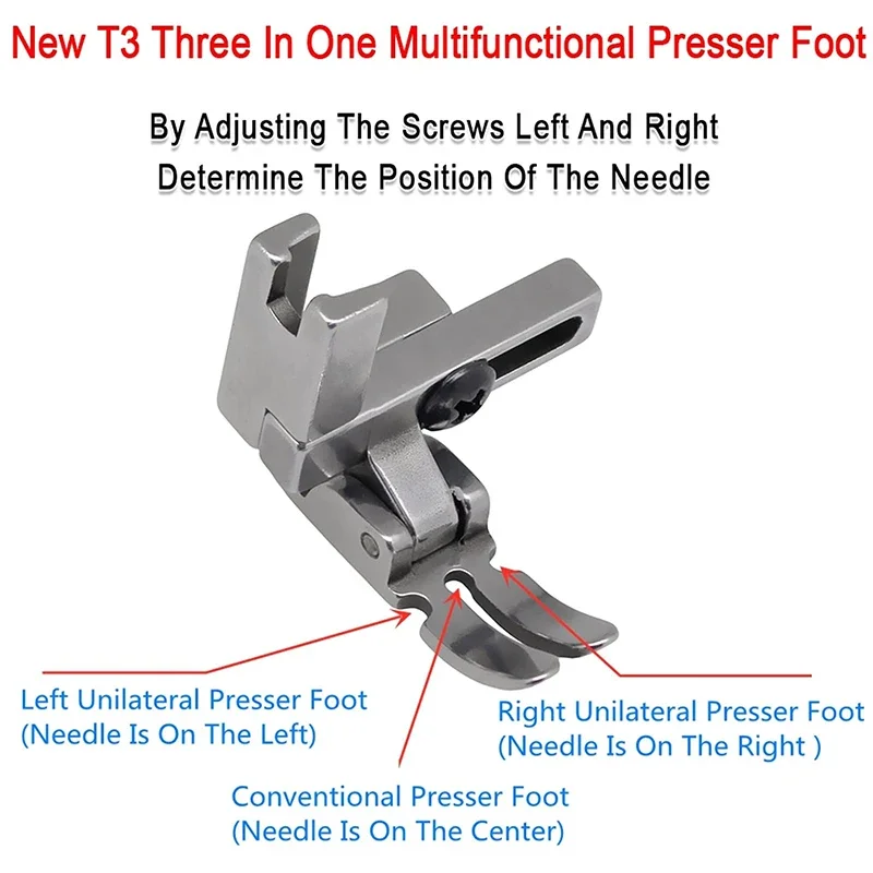 Presser Foot #T3 Adjustable Lockstitch Industrial Sewing Machine Accessories Foot For 1-Needle Universal Cording/Regular/Zipper