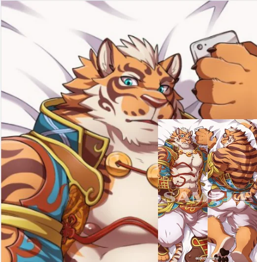 

Dakimakura Anime Nekojishi Furry Tiger Double Sided Print Life-size Body Pillow Cover