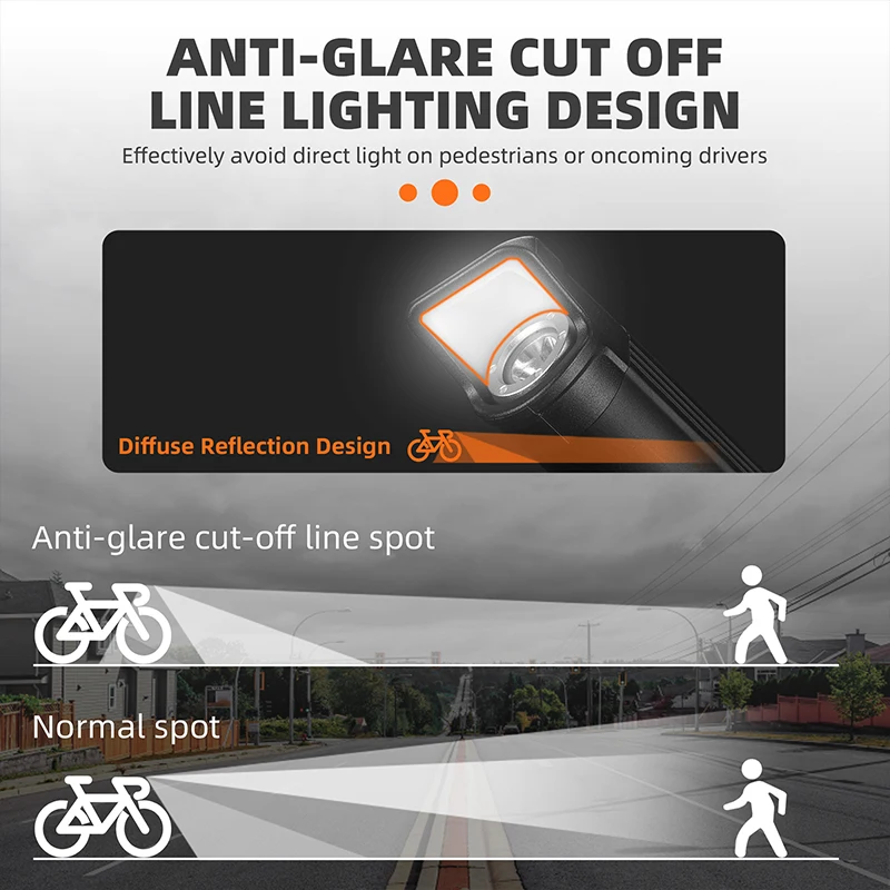 WEST BIKING Anti-Glare Bicycle Headlights IPX6 Waterproof Rechargeable Bike Front Light MTB LED Cycle Light Bike Accessories