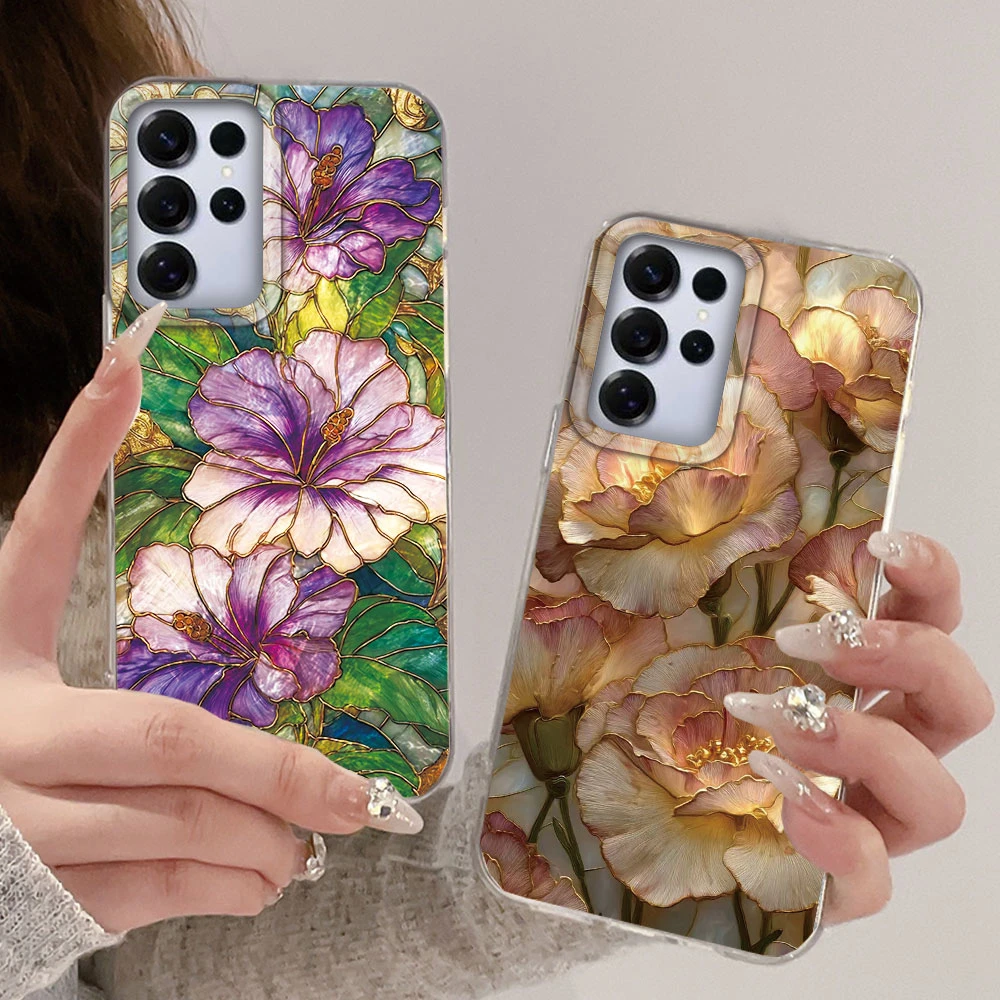 Aesthetic Vintage Purple Flower Carnation Couple Phone Case