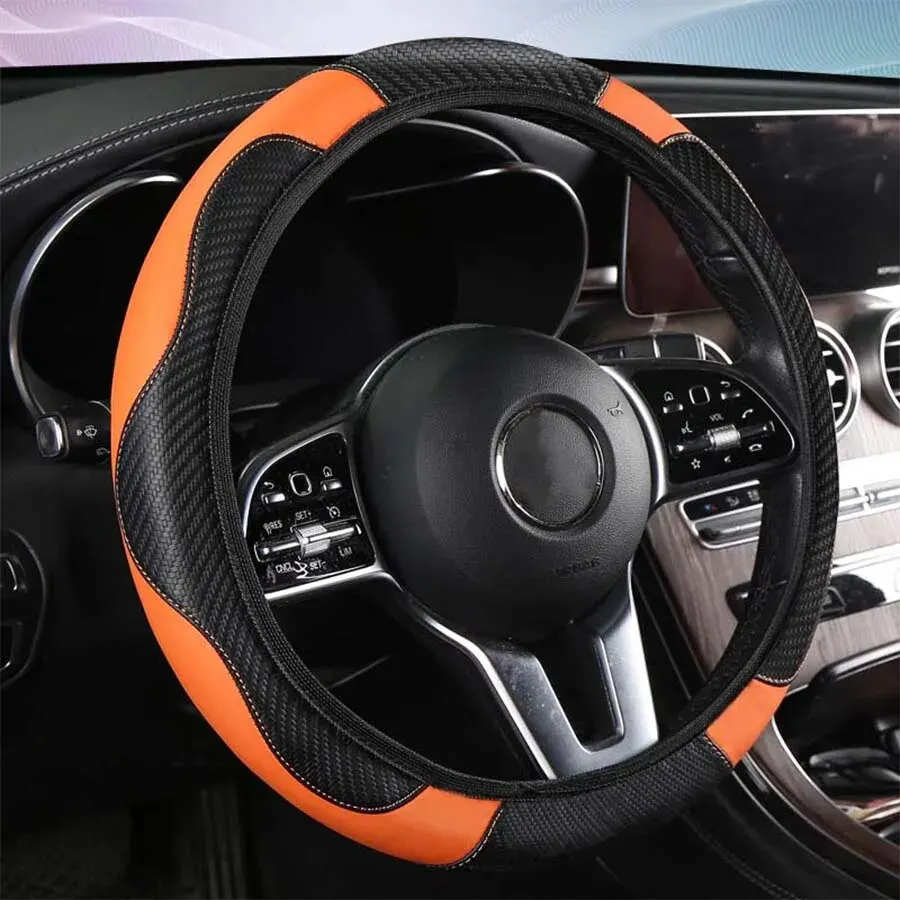 Steering Wheel Cover Non-inner-ring Automobile Steering Wheel Cover Leather Four Seasons for Spring Summer Autumn Winter for Men and Women