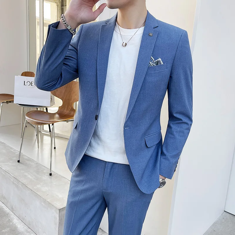 

2023Business suit men's (Blazer+ trousers) fashion trend Korean version slim handsome British wedding dress Blazer two-piece set