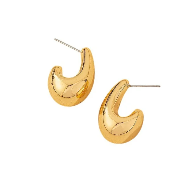 Vintage Chunky Dome Drop Earrings For Women Gold Plated Stainless Steel Thick Teardrop Earring Statement Wedding Jewelry Gifts 6