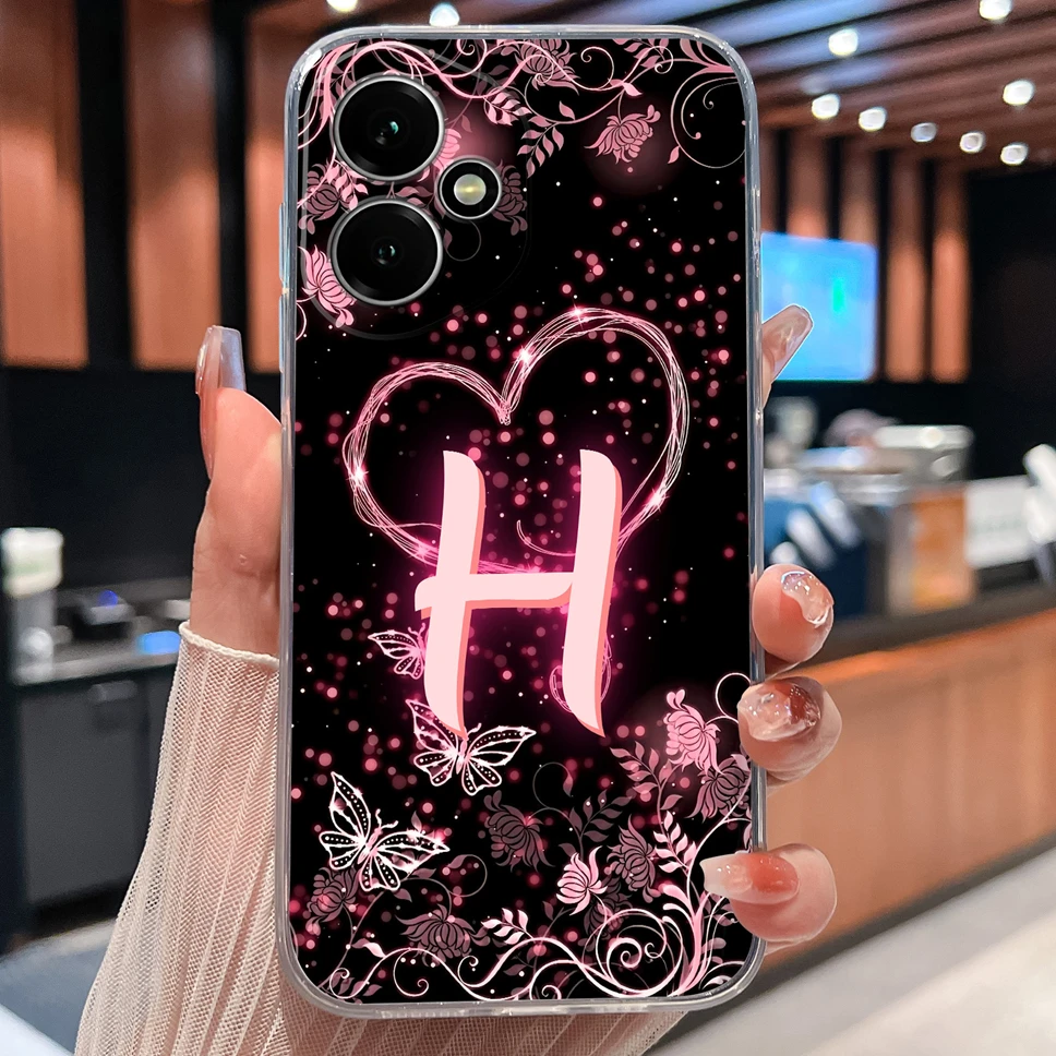 Luxury Letters Pattern Soft TPU Clear Silicone Anti-Drop Phone Case