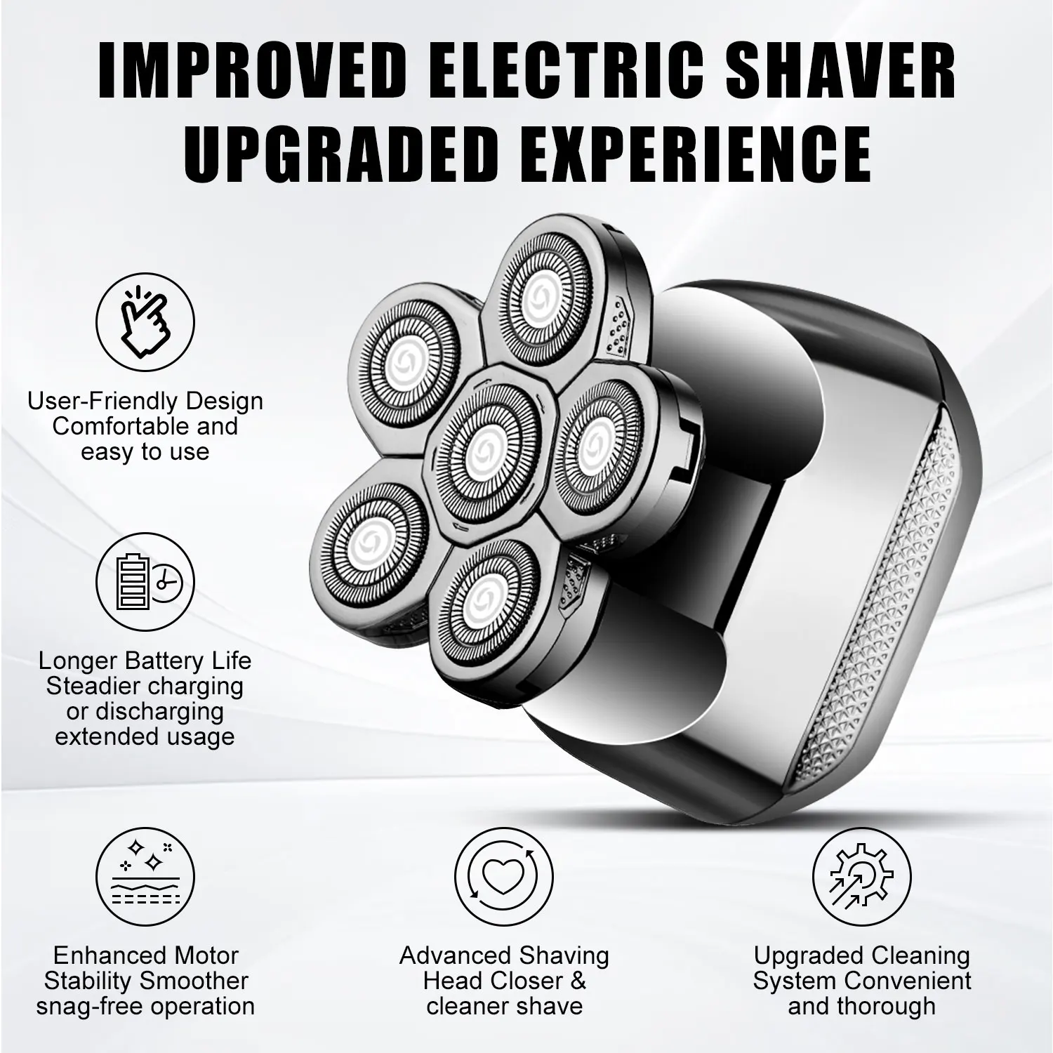 hiena 4D Head Shavers for Bald Men, Upgraded 9 Floating Heads 6-in-1 Rechargeable Waterproof Wet Dry Bald Head Shavers for Men 6
