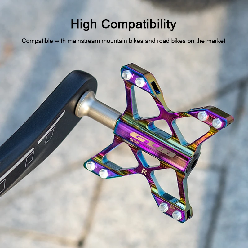 

GC-009 Mountain Pedals Aluminum Alloy Plating Colorful Non-slip Road Bike Pedal Bearing Folding Bike Pedal Bicicleta Pedal