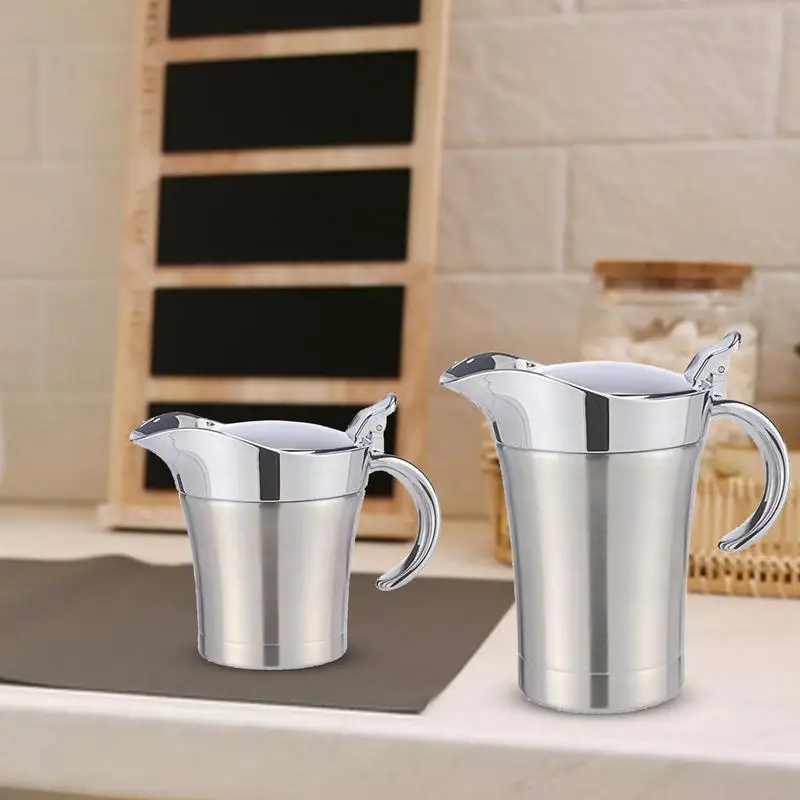 

Изолированная портативная кастрюля для соуса с откидной крышкой, нержавеющая сталь, двойная Изолированная банка для соуса с крышкой