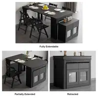 Table à manger extensible multifonctionnelle, rangement, table à manger rectangulaire, gain de place 5