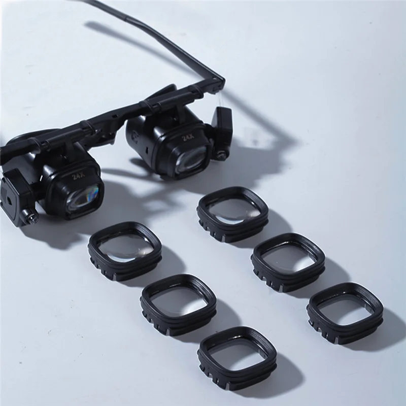 AEE8-24X 헤드 밴드 돋보기 2X 6X 10X 보석 시계 수리 용접 루페 안경 용 2 개의 Led 조명 돋보기 포함
