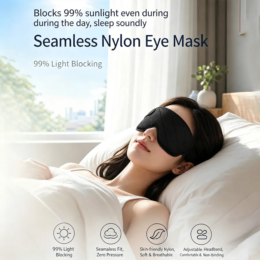 Luxurious Black 3D Memory Foam Sleep Mask - Adjustable Light Blocking Eyemask for Ultimate Comfort