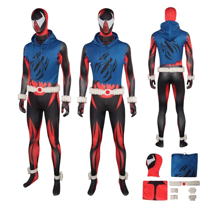 

Male Scarlet Spider Cosplay Jumpsuit Costume Fantasia Bodysuit for Adult Men Superhero RolePlay Halloween Carnival Disguise Suit