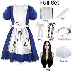 Enchanting Alice-Inspired Princess Maid Cosplay Dress for Women and Girls - Perfect for Halloween Parties (Full set)