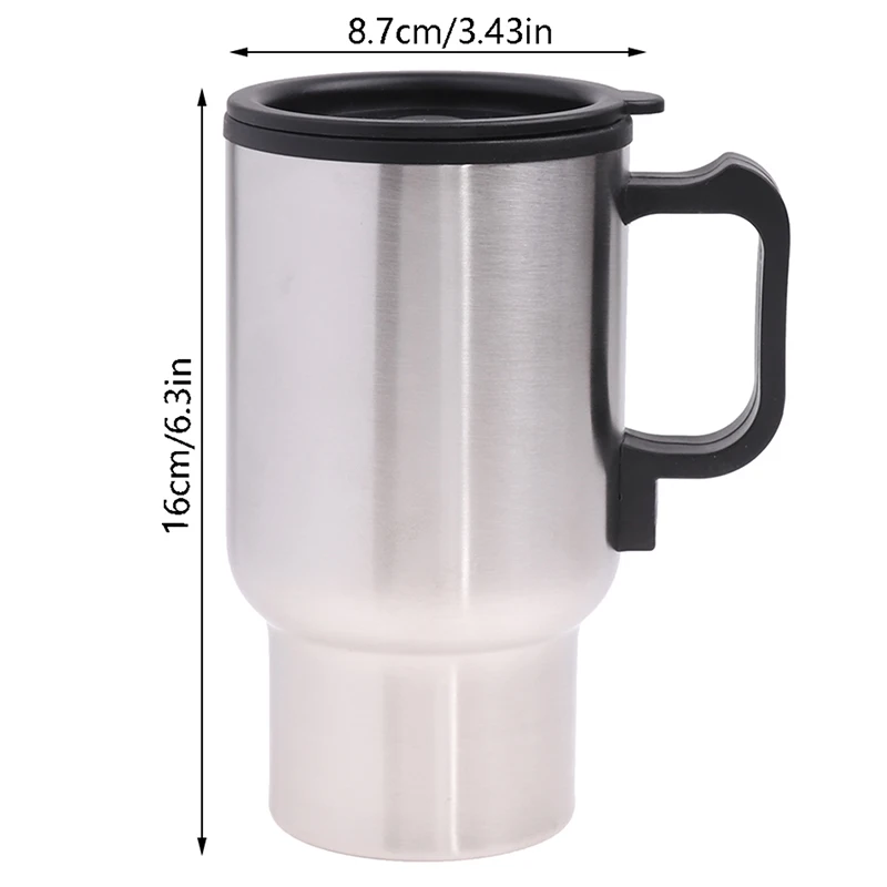 12V 450ml Stainless Steel Vehicle Heating Cup Electric Heating Car Kettle Coffee Heated Mug USB Heating Car Coffee Mug images - 6