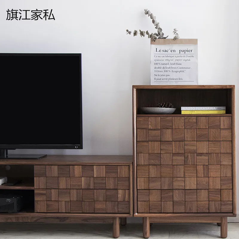 

Nordic Furniture Checkered Cabinets North American Black Walnut Five Drawer Bedroom Lockers Solid Wood