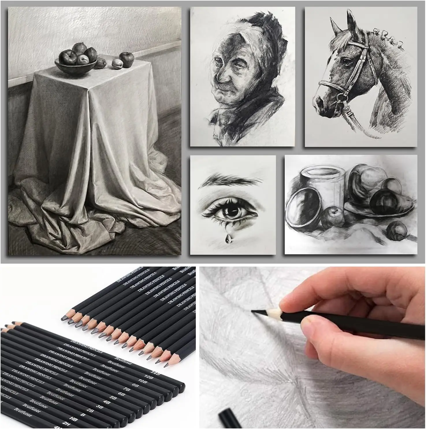 Drawing Pencils Sketch Pencil Art Supplies Set For Adults Beginners Professional Sketching Art Graphite Charcoal Blending Stump 2