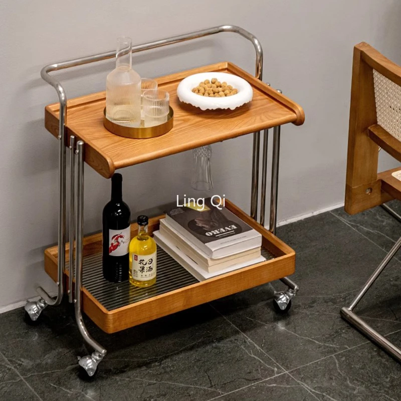 

Japanese Solid Wood Trolleys Small Apartmen Entryway Living Room Groceries Coffee Tables Bar Snack Muebles Hotel Lobby Furniture