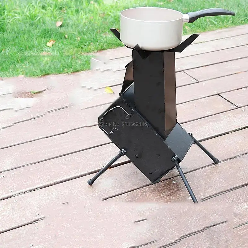 Portable Wood Stove, Outdoor Picnic Rocket Stove, Camping Fishing Wood Stove,  Household Mini Burning Stove Height 49 cm - AliExpress