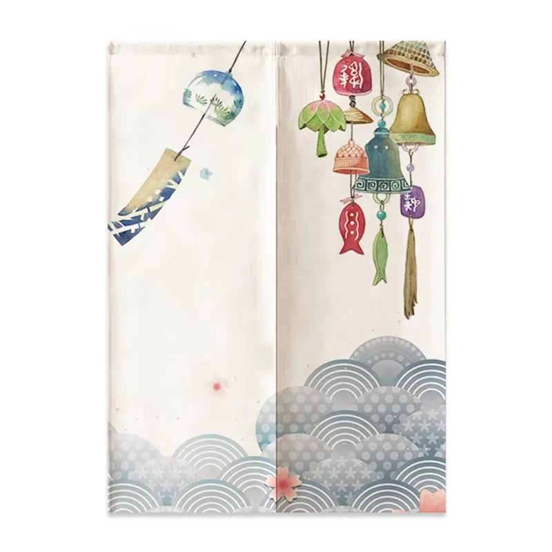 Japanese Linen Door Curtain Noren Mount Fuji Waves Partition Bedroom Kitchen Home Entrance Decor Customizable Half-Curtain 4