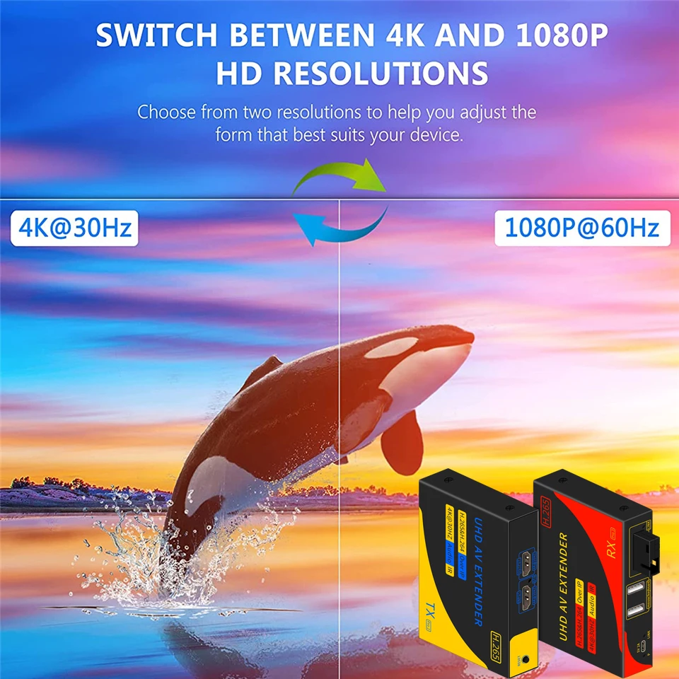 4K 30Hz 20Km HDMI Fiber Optic USB KVM Extender Video Transmitter Receiver Over S