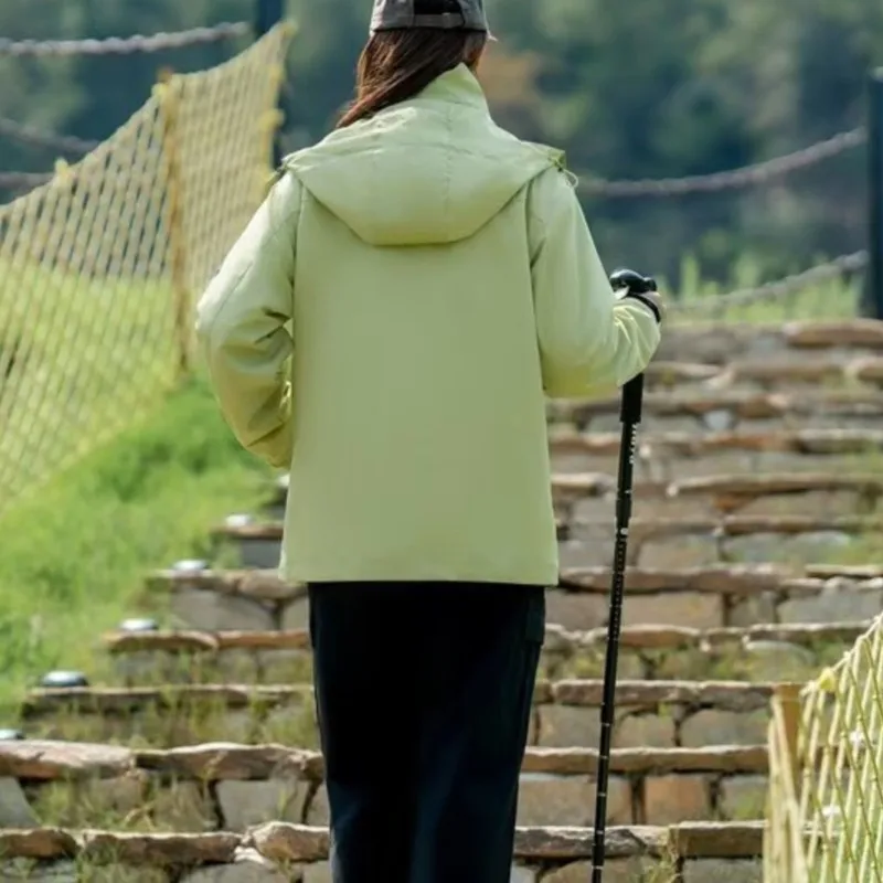 XXXXXL Fashion Plus Size Women's Outdoor Jacket Autumn New Style Solid Color Sports Waterproof Hooded Coat