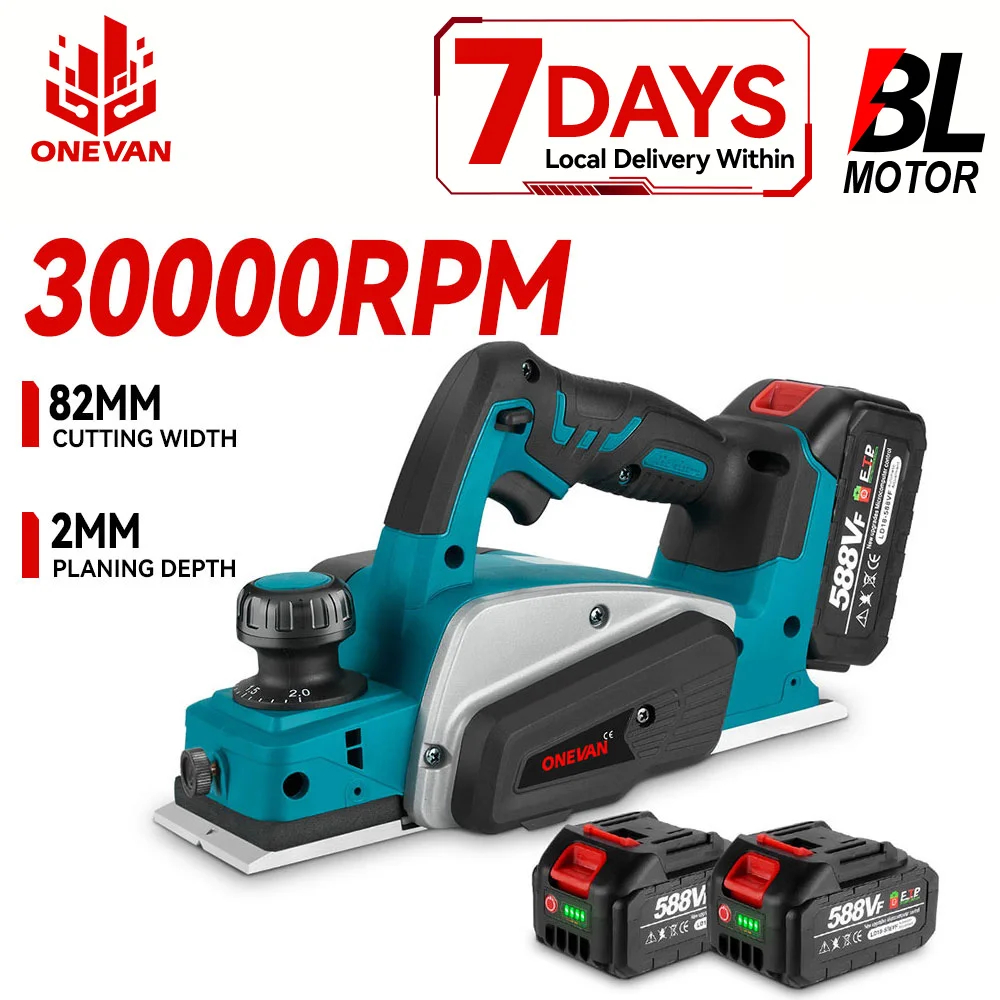 ONEVAN 82MM 30000 tr/min raboteuse électrique sans brosse routeur sans fil tondeuse ponçage du bois outils électriques de coupe pour broche de batterie Makita