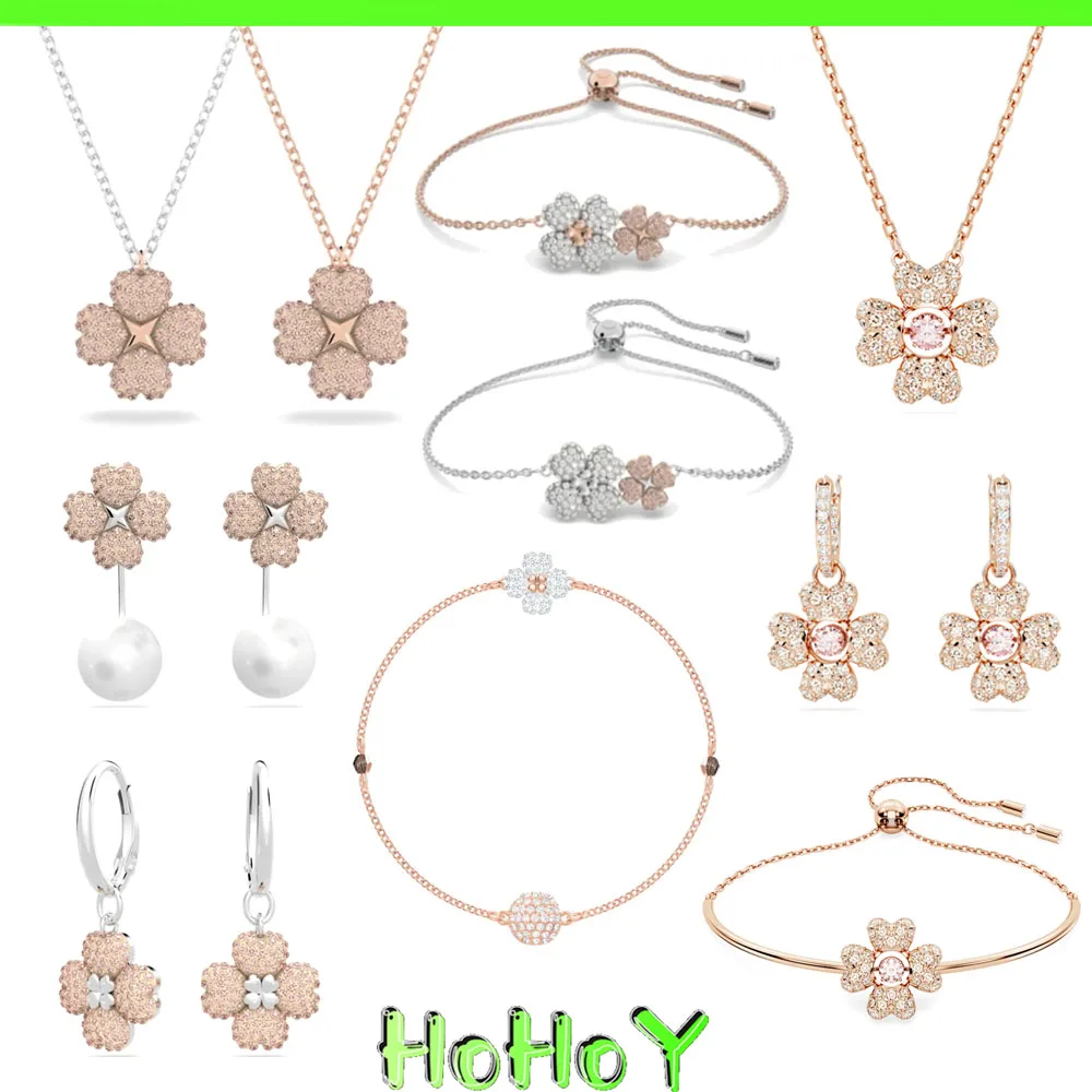 

Idylia Christmas 2024 New Women's Jewelry Set Necklace Earrings Bracelet Ring High Quality Clover Crystal Charm Gift Wholesale