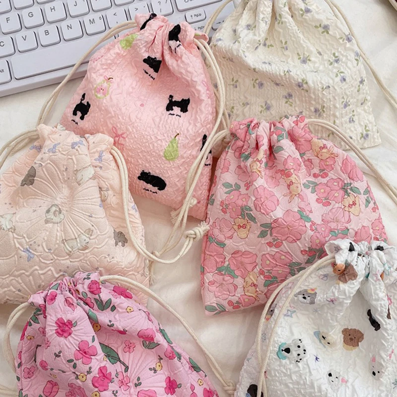 1PCS Korean Cute Small Coin Purse Key Earphone Drawstring Storage