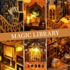 DIY Book Nook Wooden Miniature Model Kit Magic Library Casa Bookend Assembled 3D Puzzle Bookshelf Home Decor Friends Gifts 5
