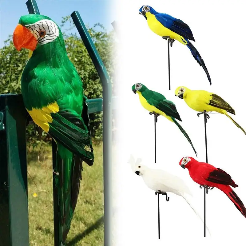 

25cm Simulation Parrot Handmade Artificial Bird Creative Feather Garden Decoration Realistic Parrot Lawn Figurine Ornaments