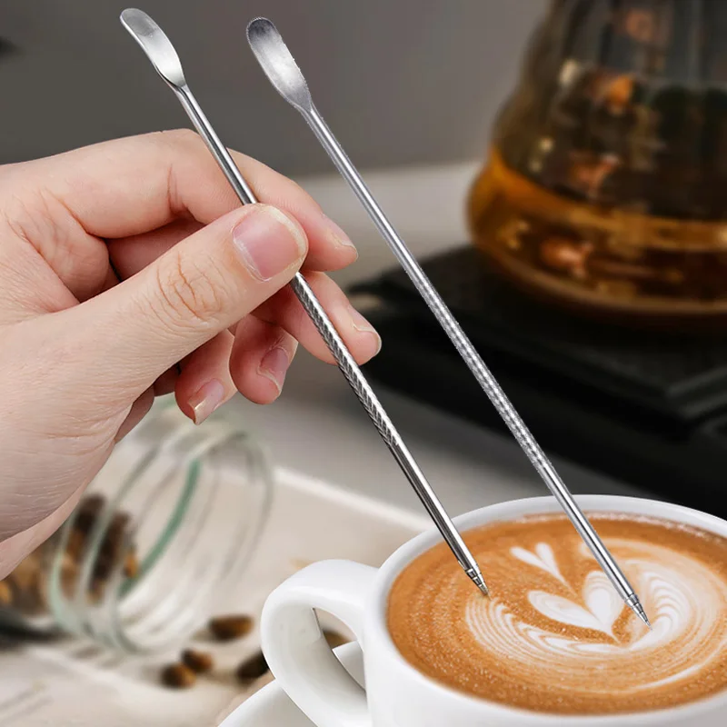 304 Stainless Steel Coffee Art Pen Barista Cappuccino Espresso Coffee Decorating Latte Art Pen Fancy Cafe Tool 2Pcs coffee pen
