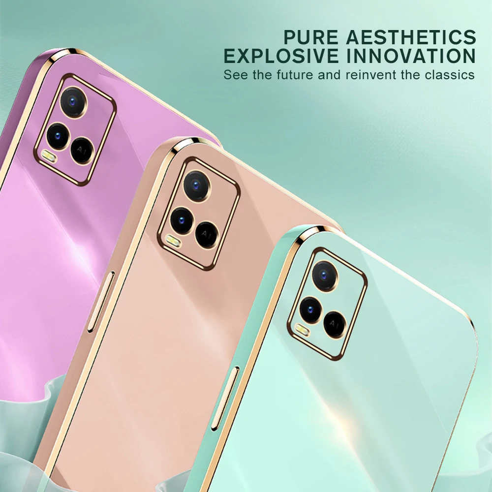 Plating Texture Case for Vivo Y21 Y21s V2111 Y21t V2135 Y21a cover cases for vivo Y33 4G V2109 Shockproof Phone Case_voghion.com