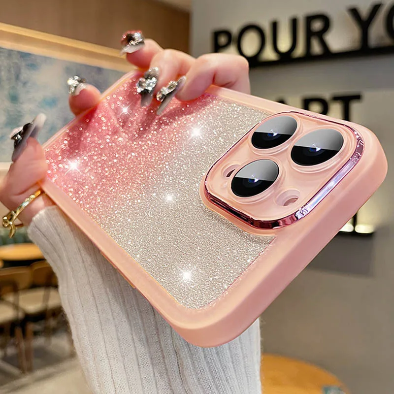 Elegant Glitter Shockproof Phone Case with Clear Silicone Back Cover