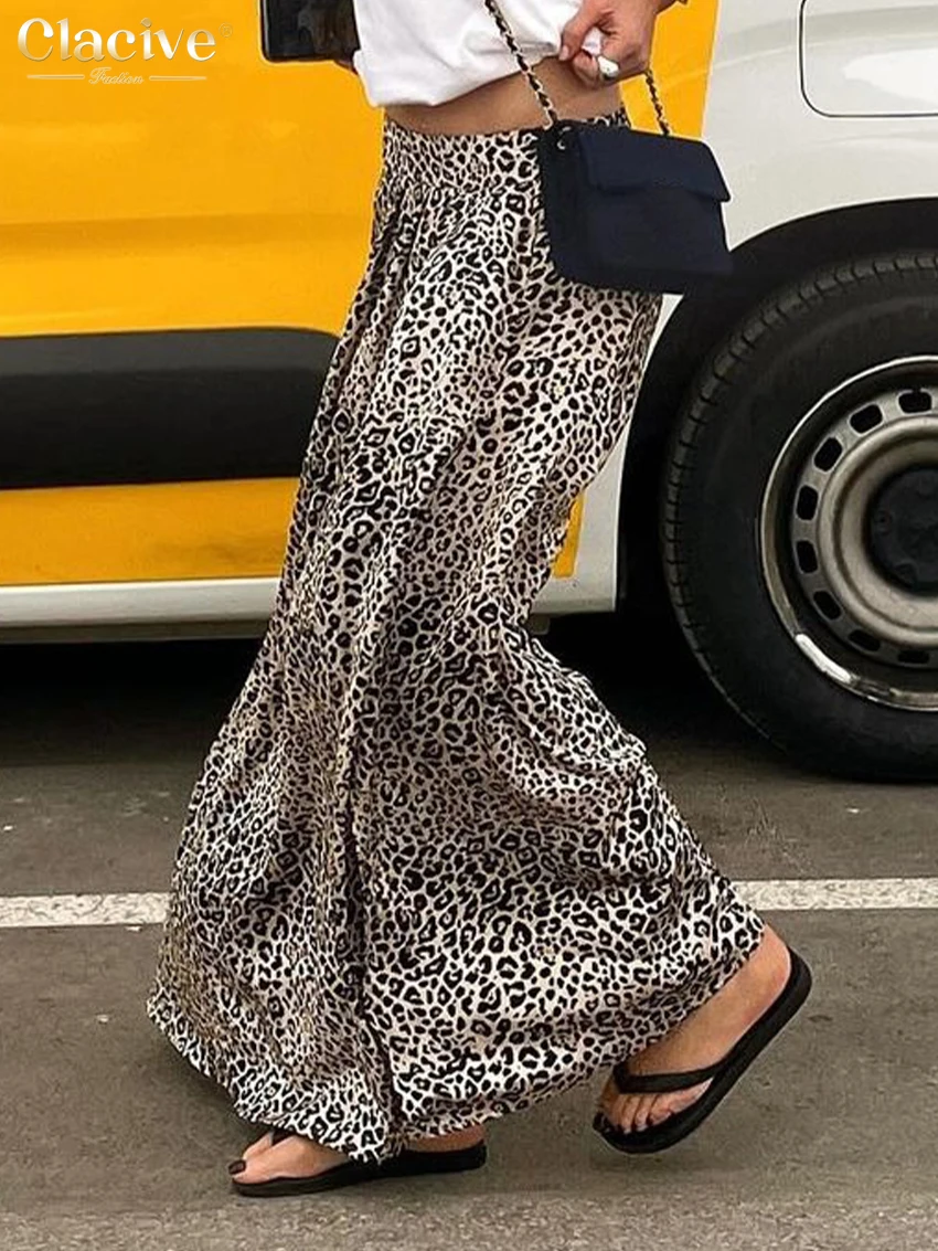 

Clacive Fashion Loose Print Women's Skirt 2024 Vintage High Waist Ankle Length Skirts Elegant Classic Skirt Female Clothing