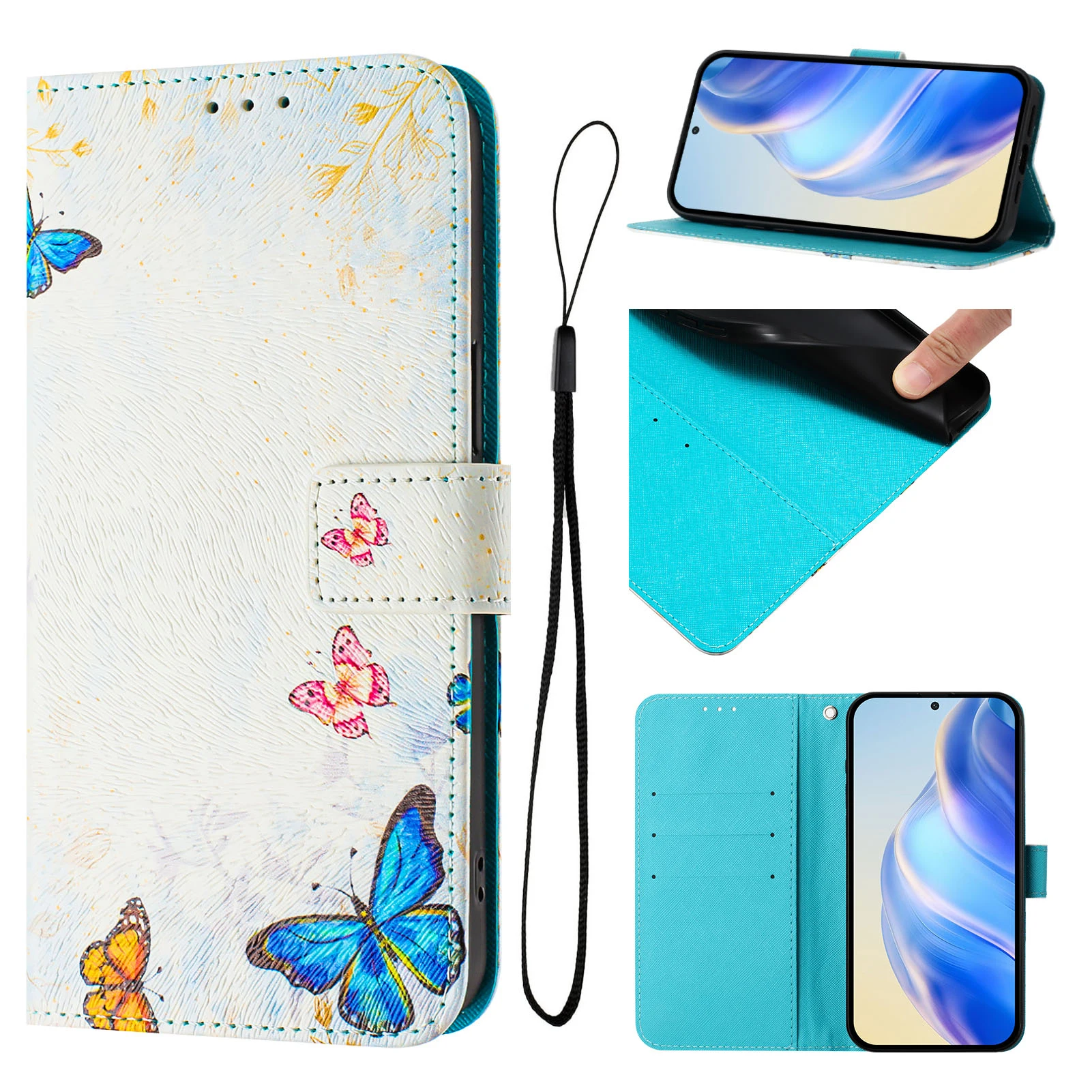 Leather Magnetic Flip Wallet Phone Case with Card Slots and Holder