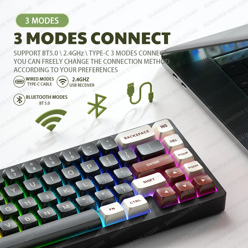 SUMREDA Sugar65 V2 Lucky65 Mini Custom Wireless Aluminum Mechanical Keyboard Kit RGB Bluetooth Wired Gaming Hotswap Keyboard