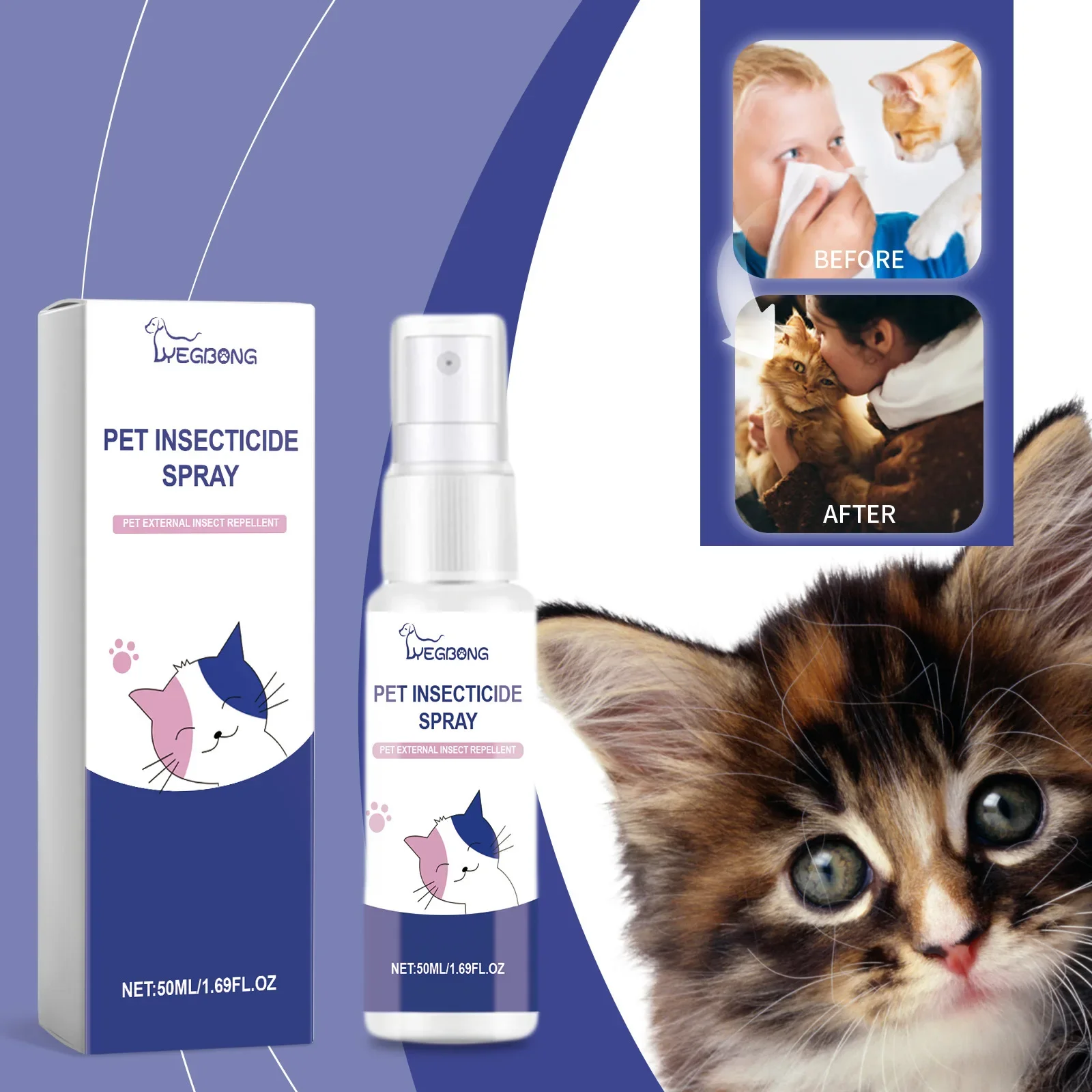 YEGBONG Pet Deodorant Spray, Cat and Dog Flea Liquid Deodorant Body Spray